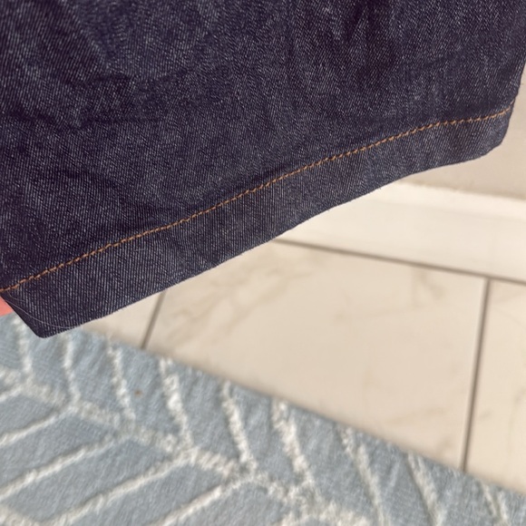 Zara Blue denim  Midi Dress with Notched Collar and Cap Sleeves size large - Picture 7 of 8